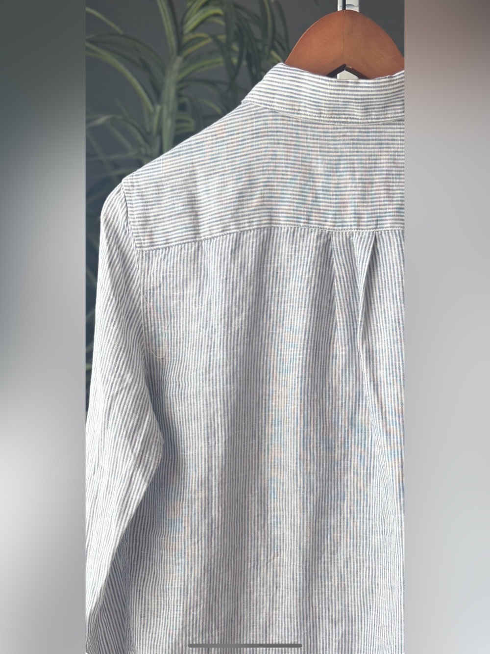 QUINCE 100% European Linen Blue Pinstripe Long Sleeve Button Front Shirt Size XS - Picture 6 of 10